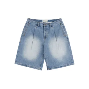 Dime - Pleated Denim Shorts  - Blye Wash