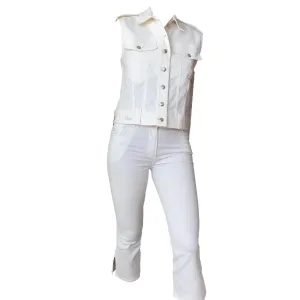 Dior White Denim Rhinestone Set