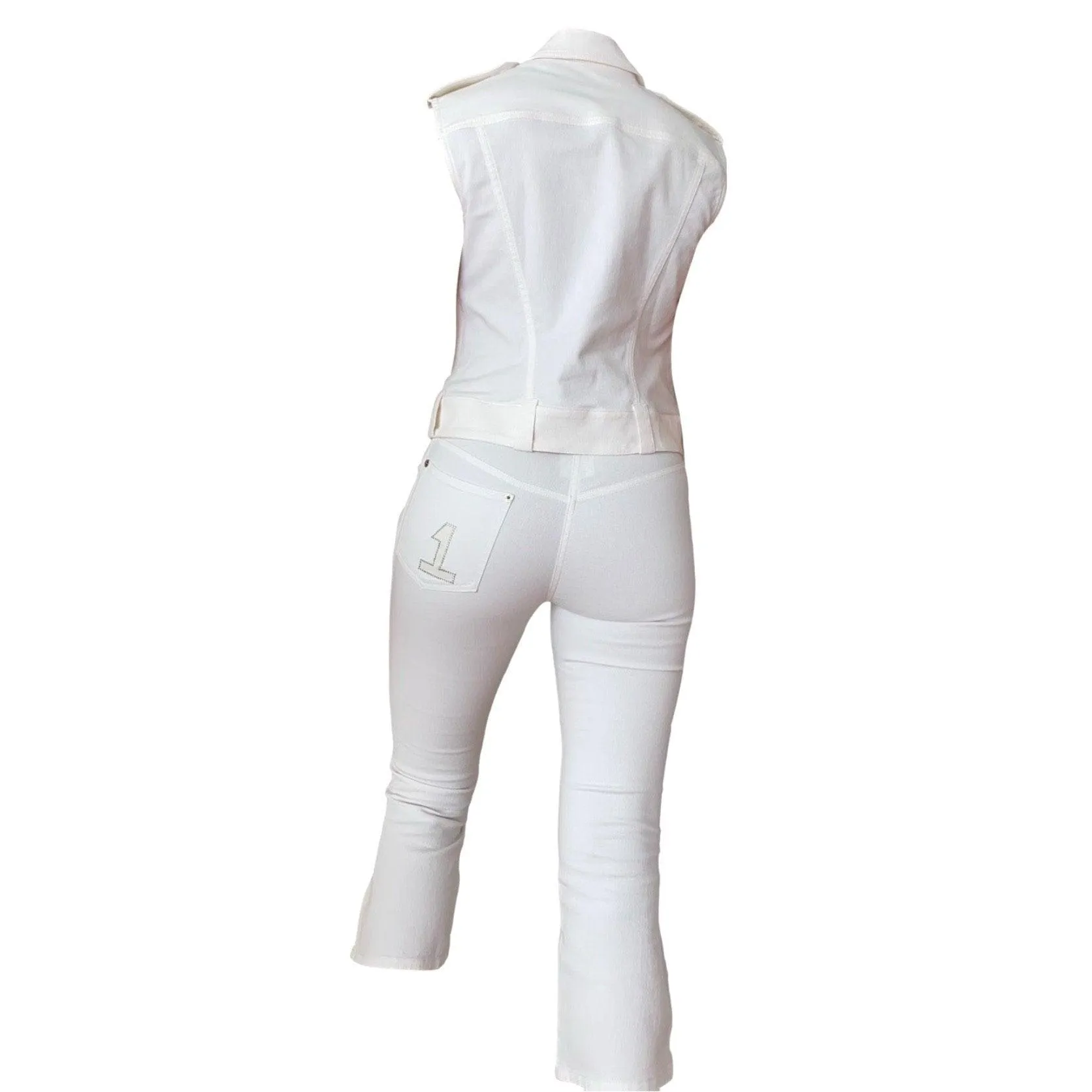 Dior White Denim Rhinestone Set
