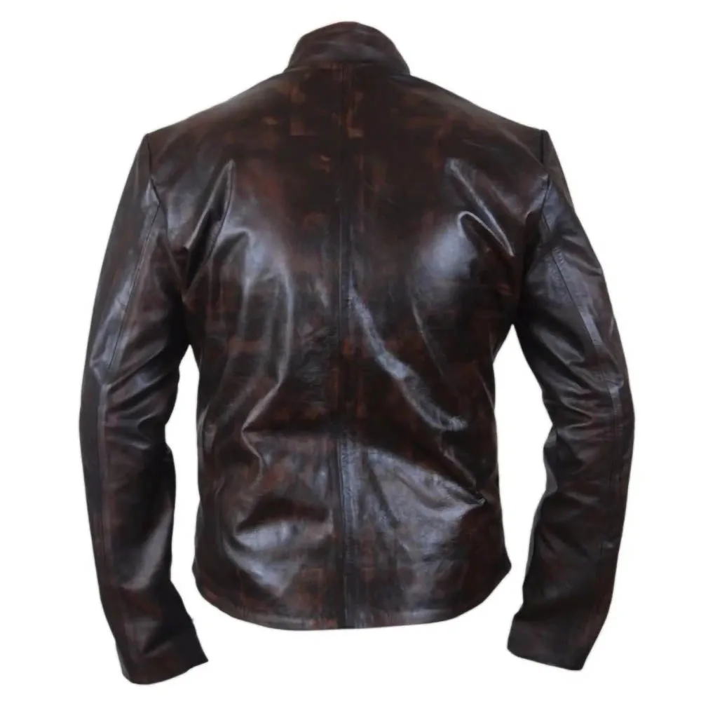 Distressed Brown Biker Mens Vintage Leather Jacket