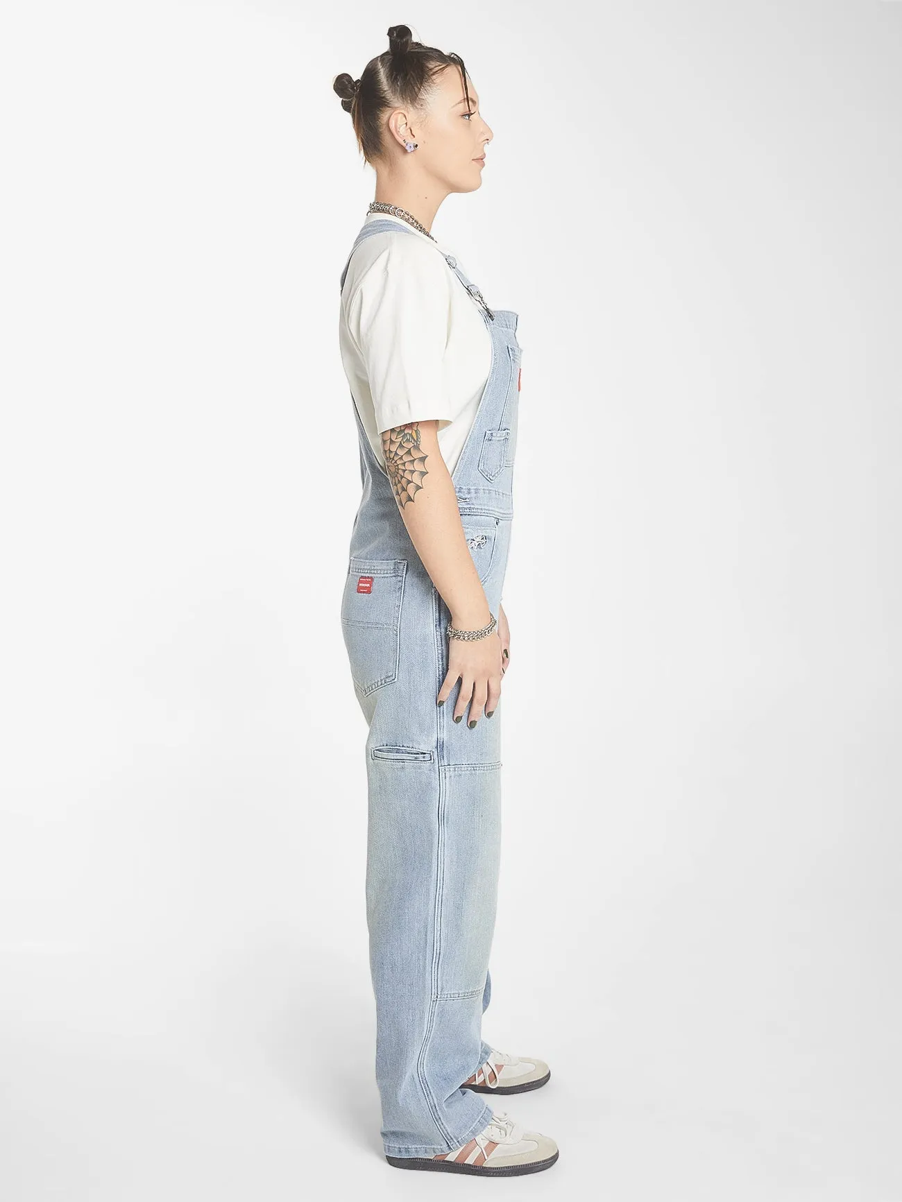 DOUBLE KNEE DENIM OVERALL - DIRTY TRADE BLUE