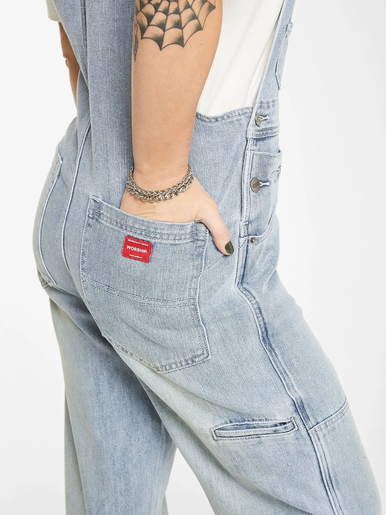 DOUBLE KNEE DENIM OVERALL - DIRTY TRADE BLUE