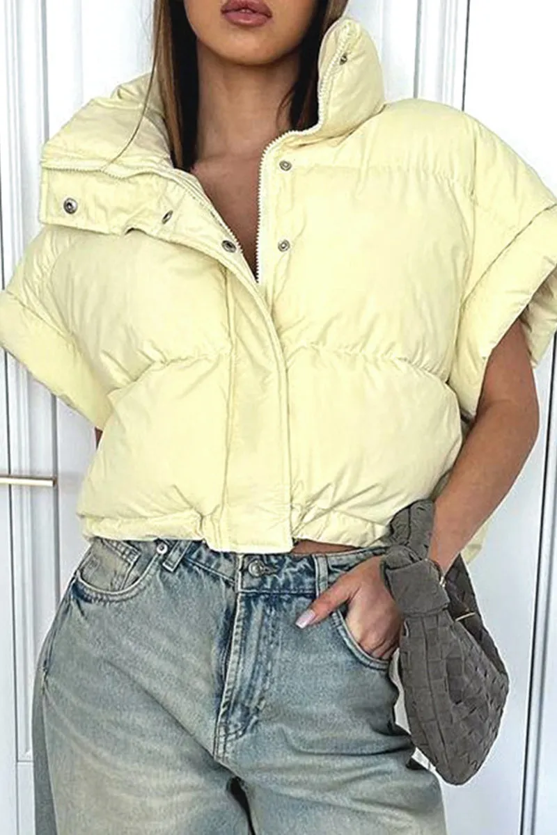 DS3155 Puffer Crop Vest Coat Outerwear
