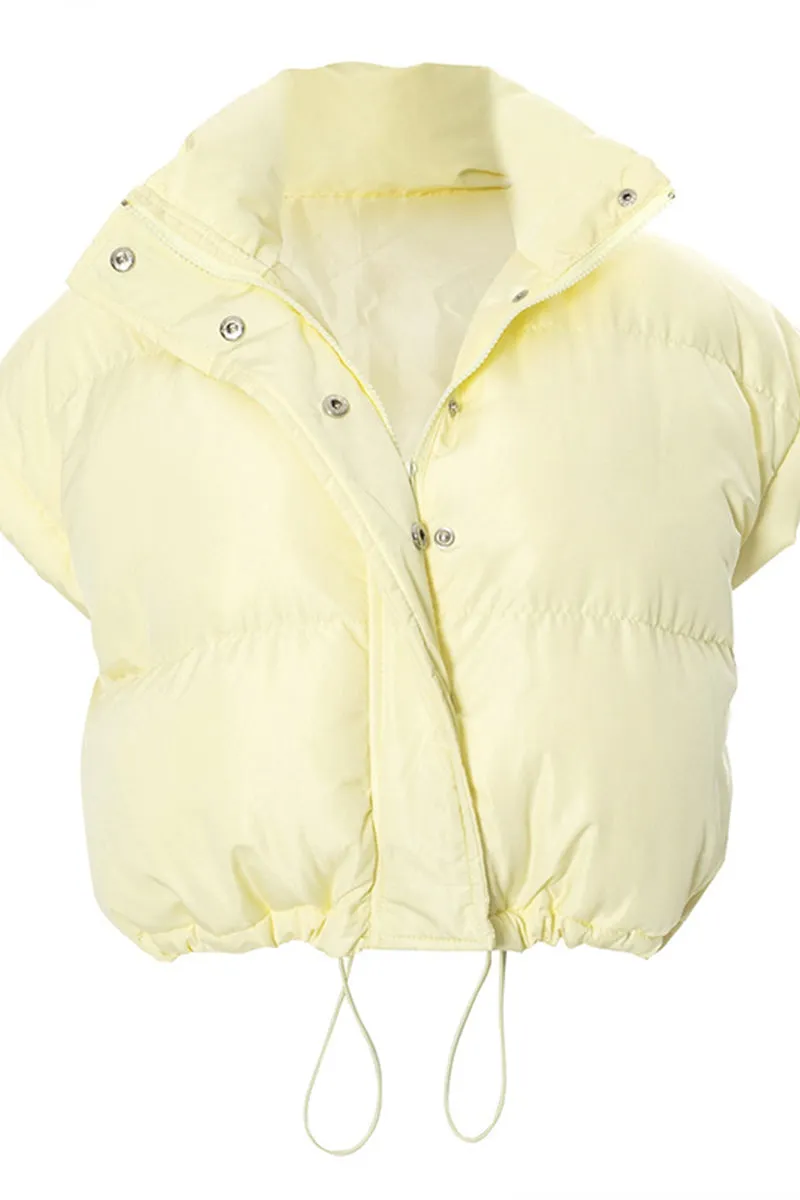DS3155 Puffer Crop Vest Coat Outerwear