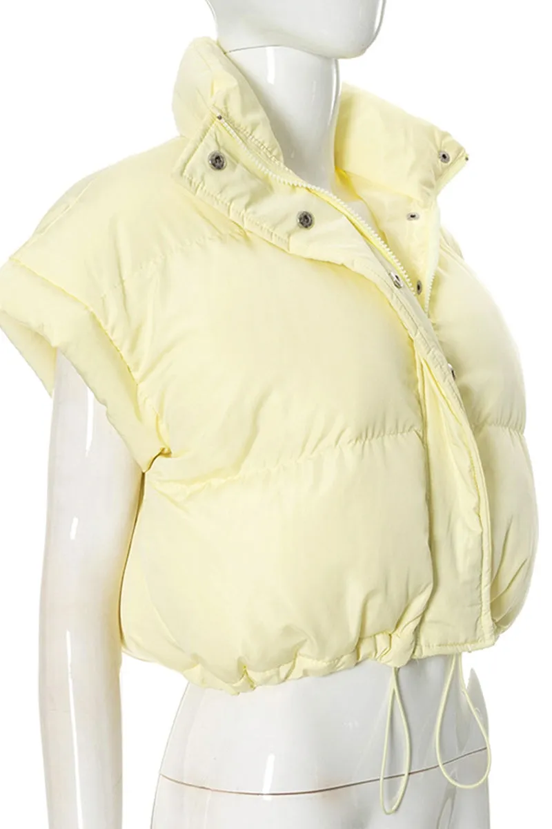 DS3155 Puffer Crop Vest Coat Outerwear