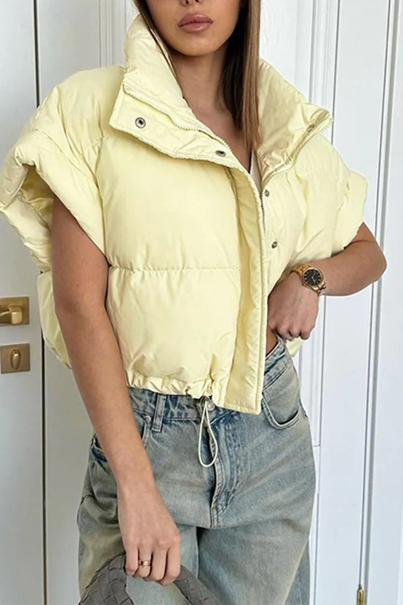 DS3155 Puffer Crop Vest Coat Outerwear