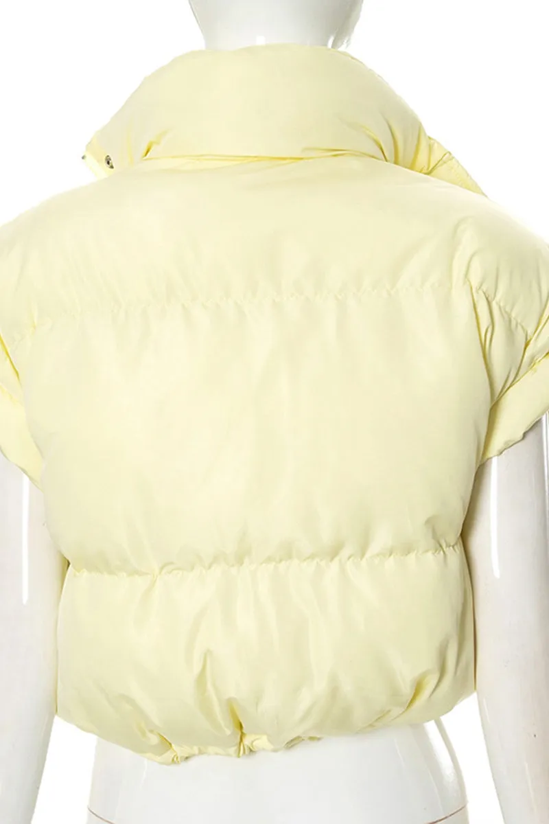 DS3155 Puffer Crop Vest Coat Outerwear