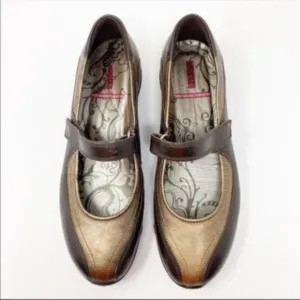 Ecco &quot;Cloud&quot; Brown &amp; Bronze Metallic Leather Mary Janes