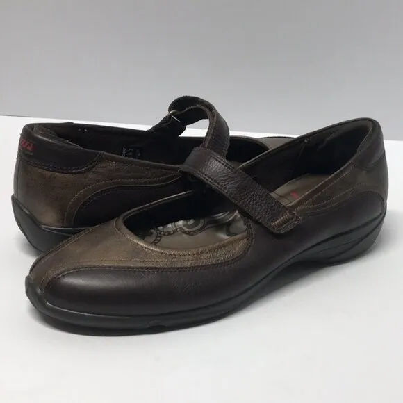 Ecco &quot;Cloud&quot; Brown &amp; Bronze Metallic Leather Mary Janes