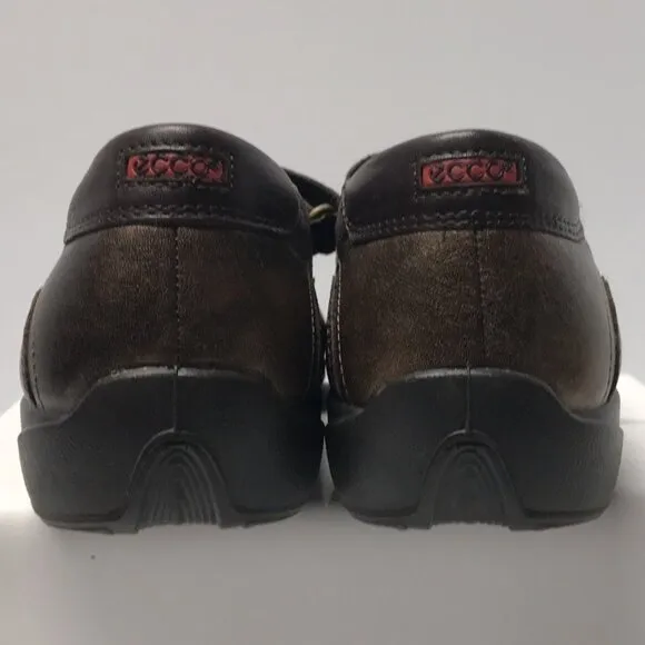 Ecco &quot;Cloud&quot; Brown &amp; Bronze Metallic Leather Mary Janes