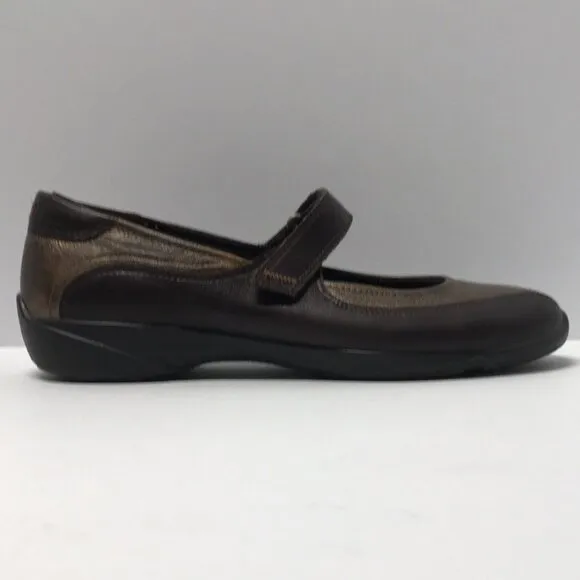 Ecco &quot;Cloud&quot; Brown &amp; Bronze Metallic Leather Mary Janes