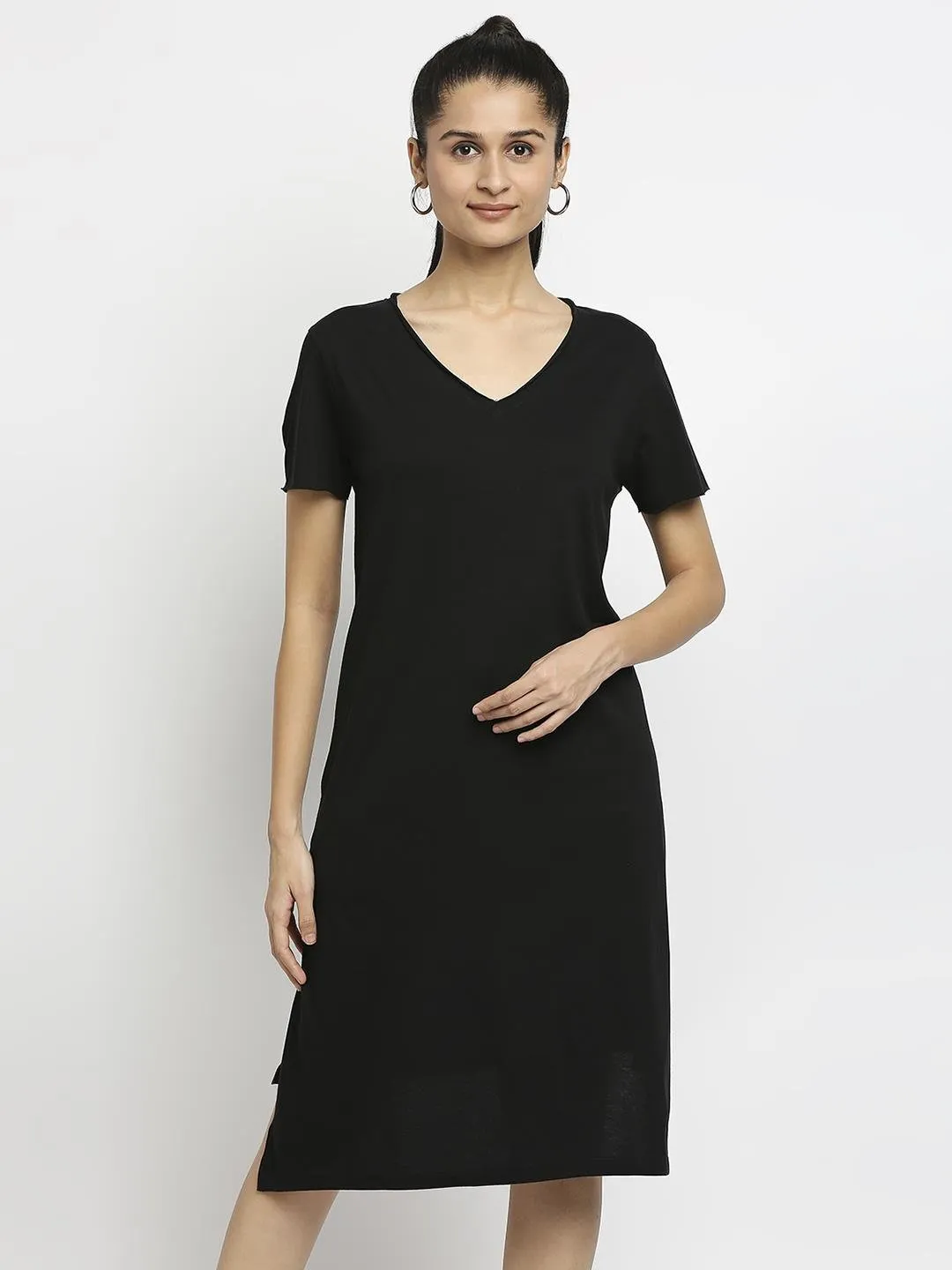 Effy Knotted Dress In Black Solid