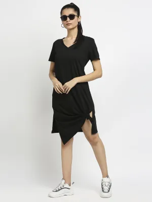 Effy Knotted Dress In Black Solid