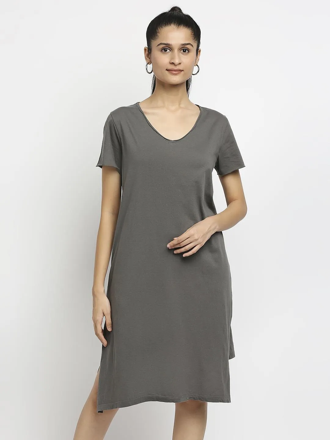 Effy Knotted Dress In Grey Solid