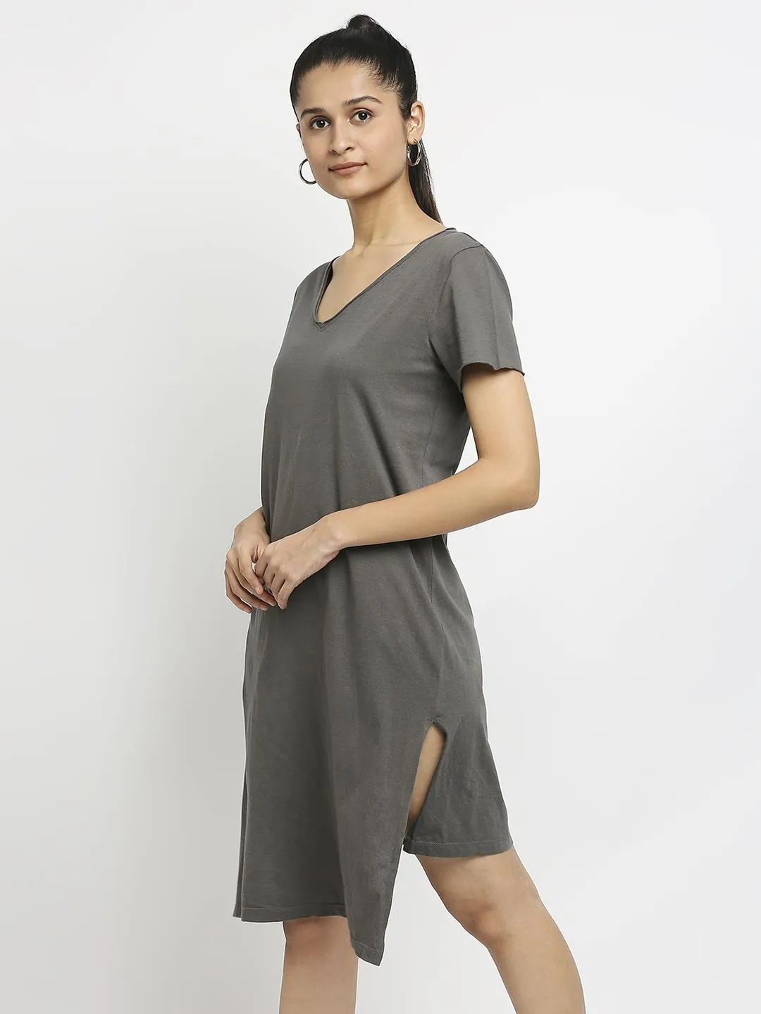 Effy Knotted Dress In Grey Solid