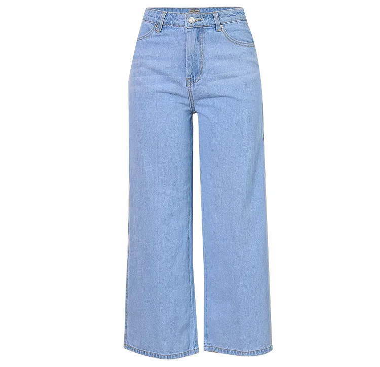 Eight-point High Waist Double-sided Split Wide-leg Jeans