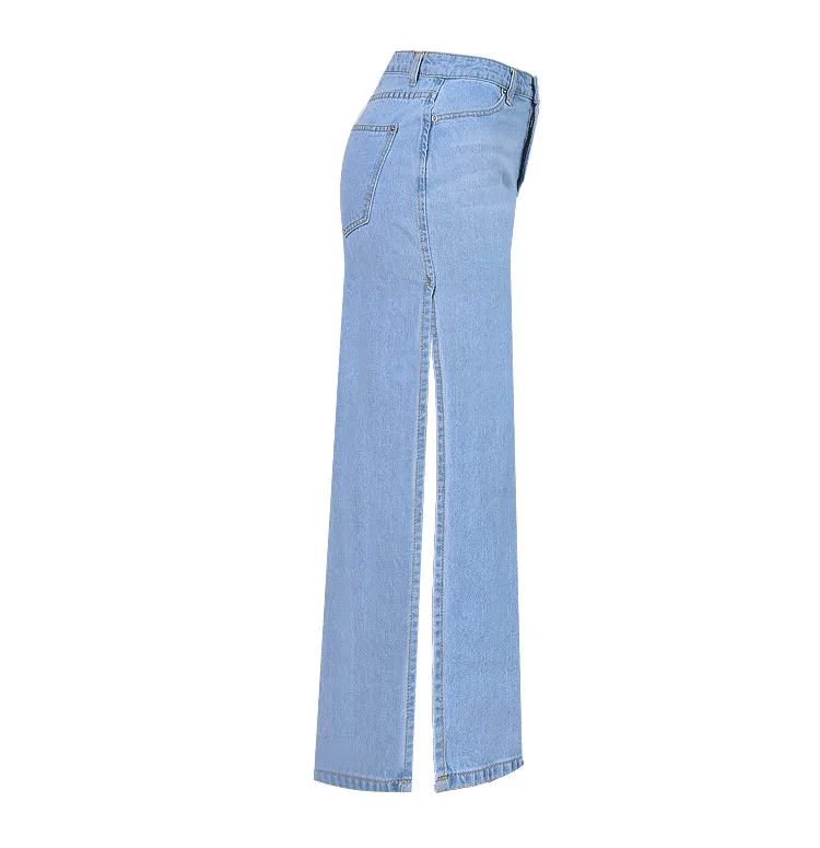Eight-point High Waist Double-sided Split Wide-leg Jeans