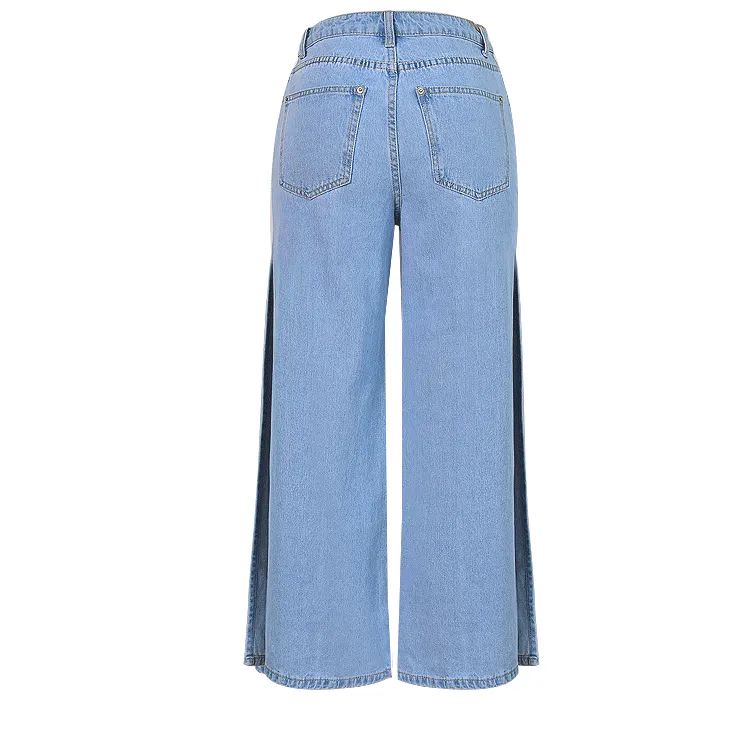 Eight-point High Waist Double-sided Split Wide-leg Jeans