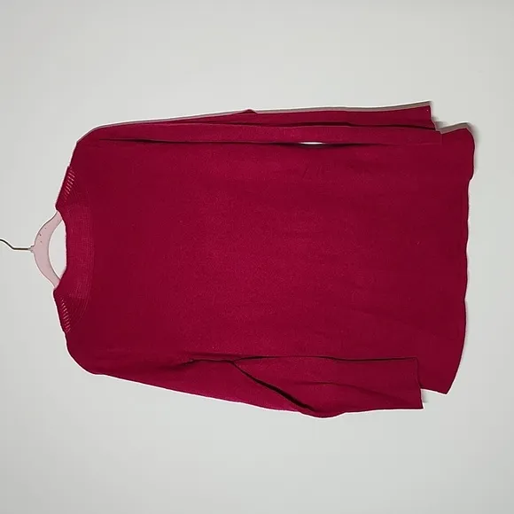 Elie Tahari Fushia 100 Cashmere V Neck Sweater Longline Quiet Luxury Large