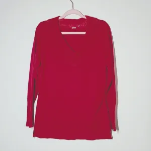 Elie Tahari Fushia 100 Cashmere V Neck Sweater Longline Quiet Luxury Large