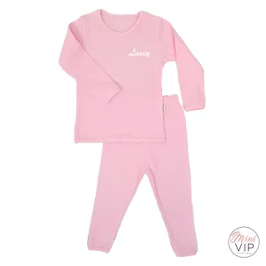 Embroidered Baby Pink Ribbed Loungewear (CURRENTLY OUT OF STOCK)
