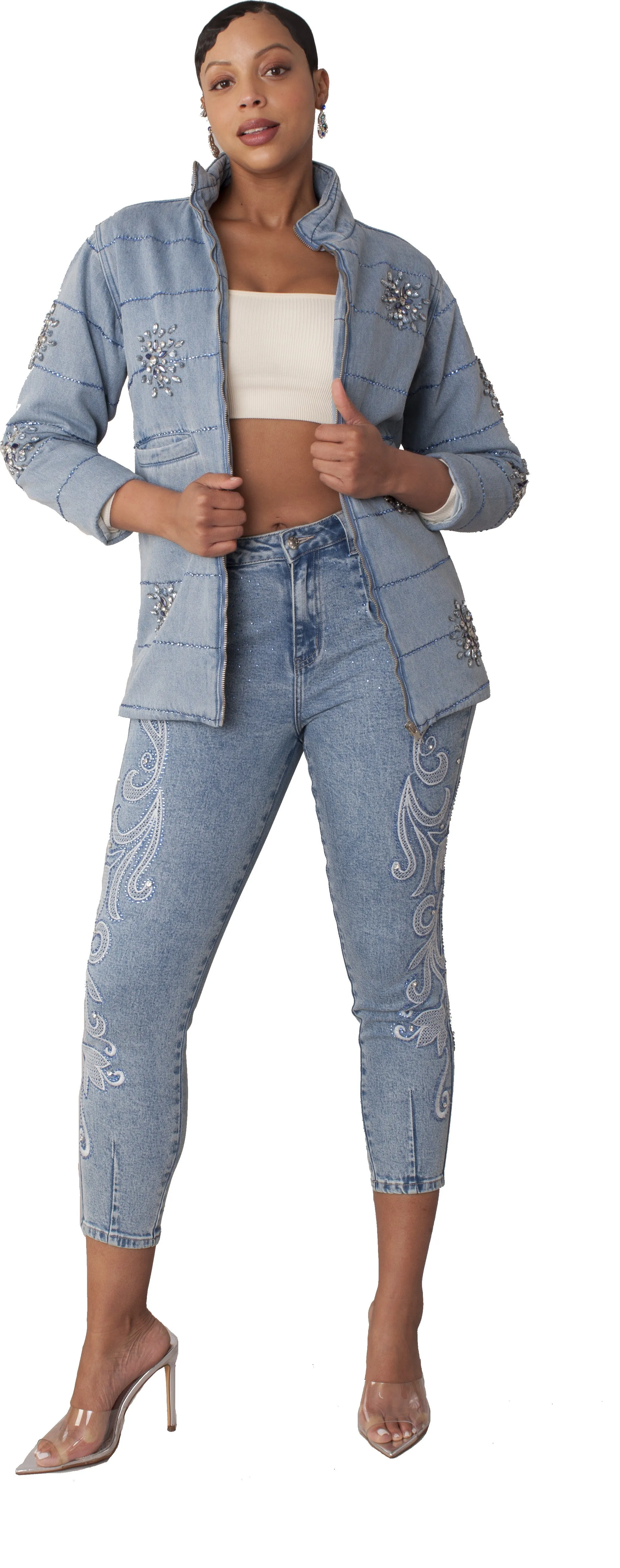 Embroidered Capri Denim -82459