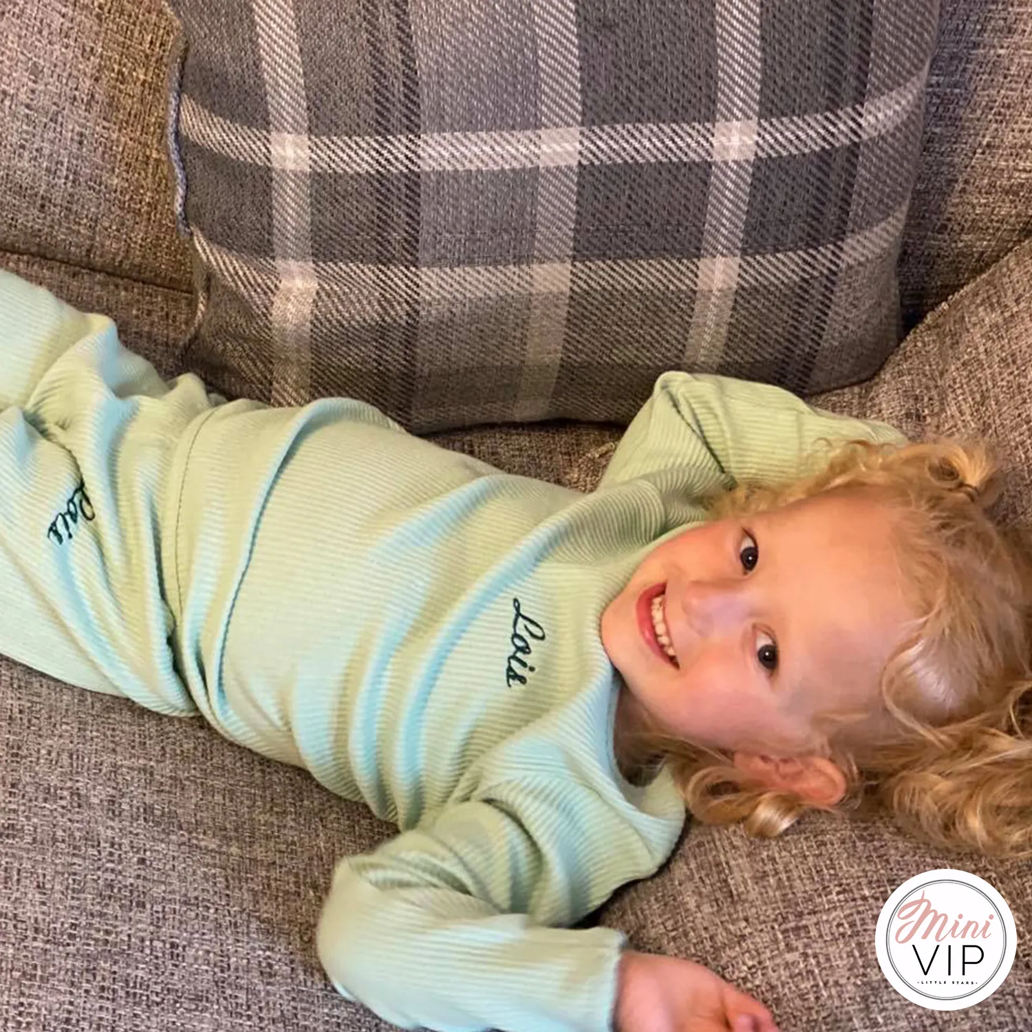 Embroidered Mint Ribbed Loungewear
