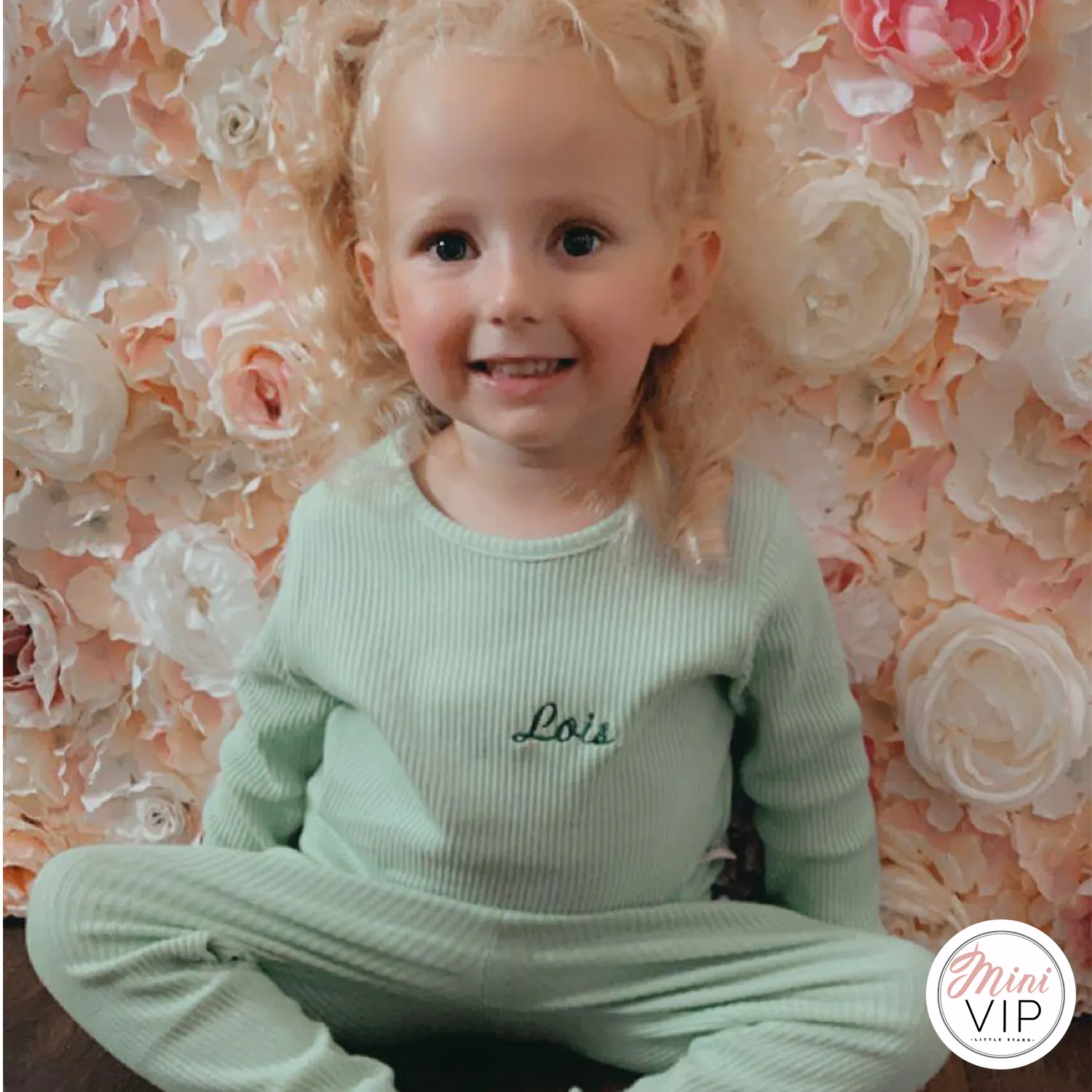 Embroidered Mint Ribbed Loungewear