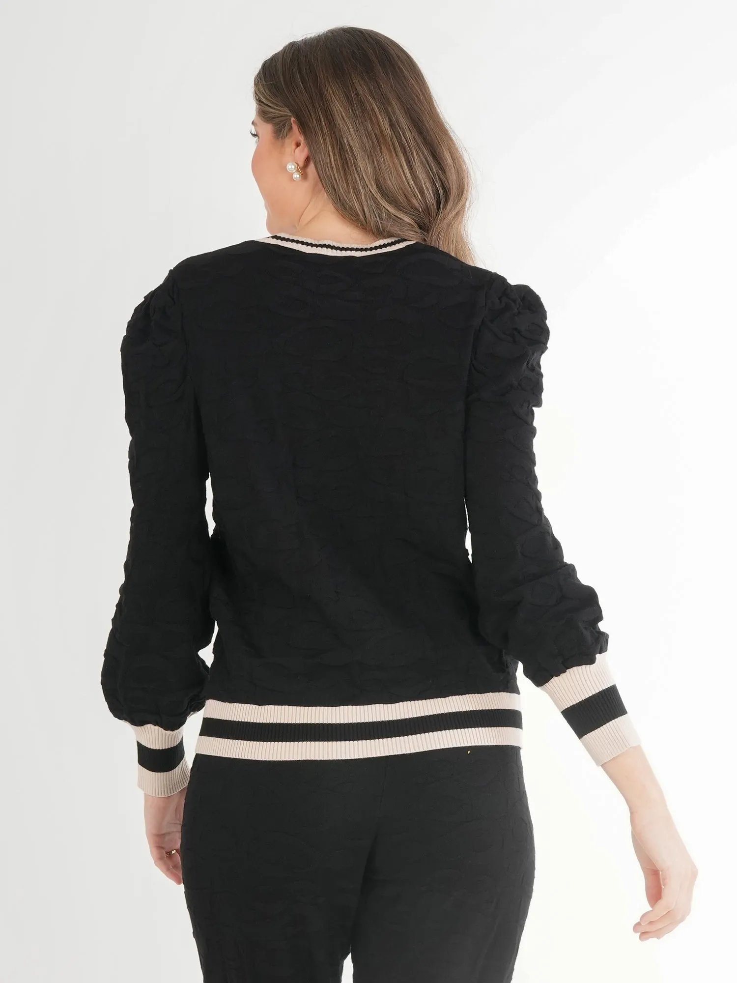 Emily McCarthy Julia Sweater in Black Knit Cheetah