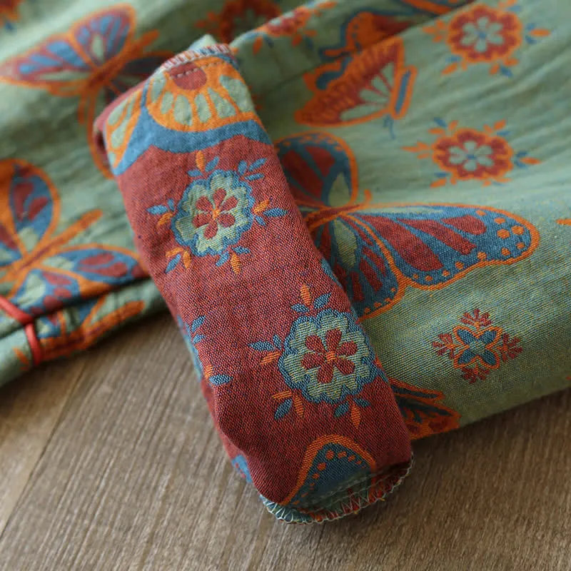 Emily™ - Vintage Butterfly Print Cotton Loungewear Set - Soft & Elegant