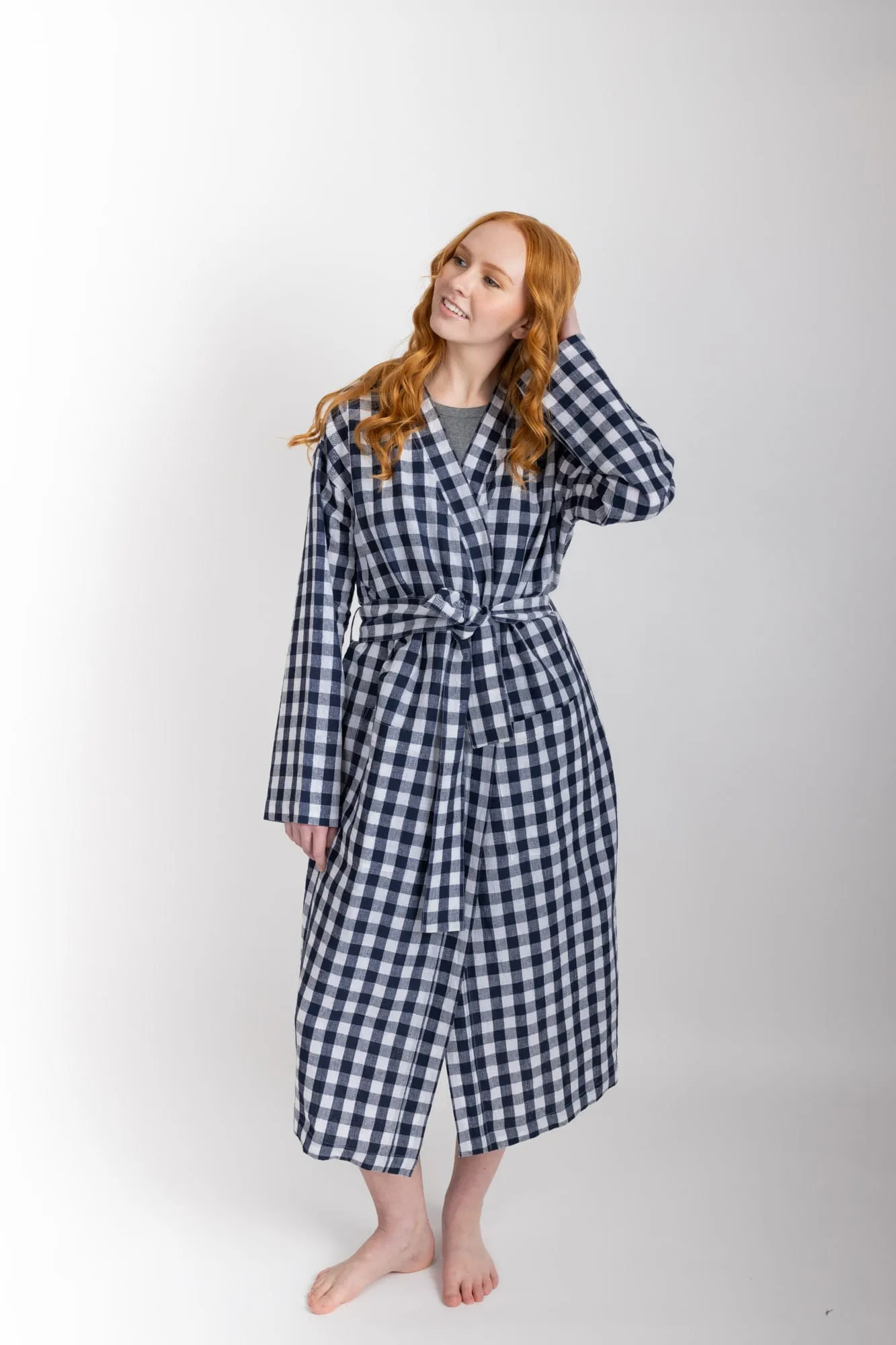 Everyday Robe, Navy Check
