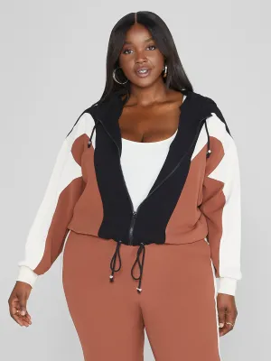 Fashion To Figure - Audrina Colorblock Hooded Jacket