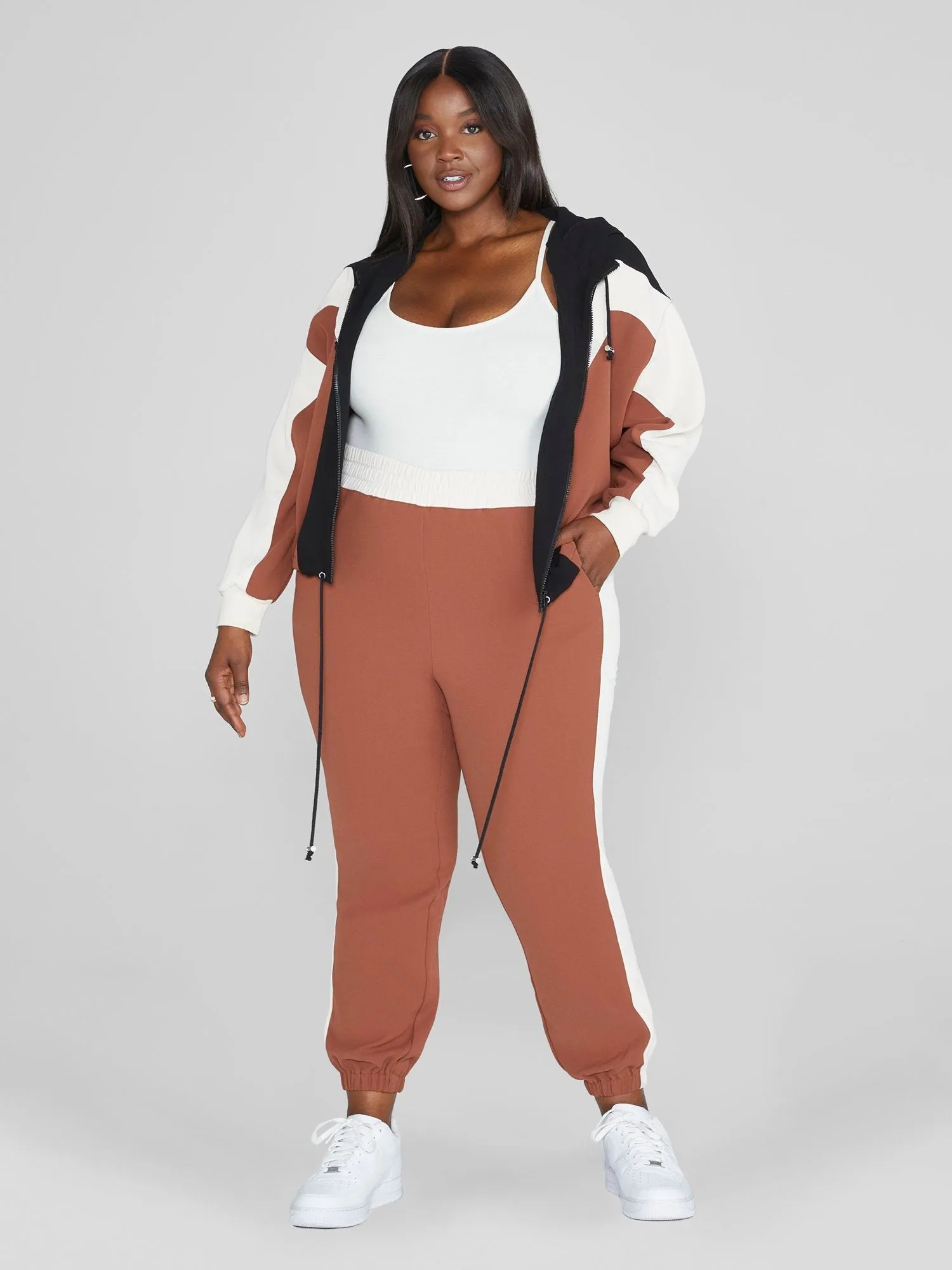 Fashion To Figure - Audrina Colorblock Hooded Jacket