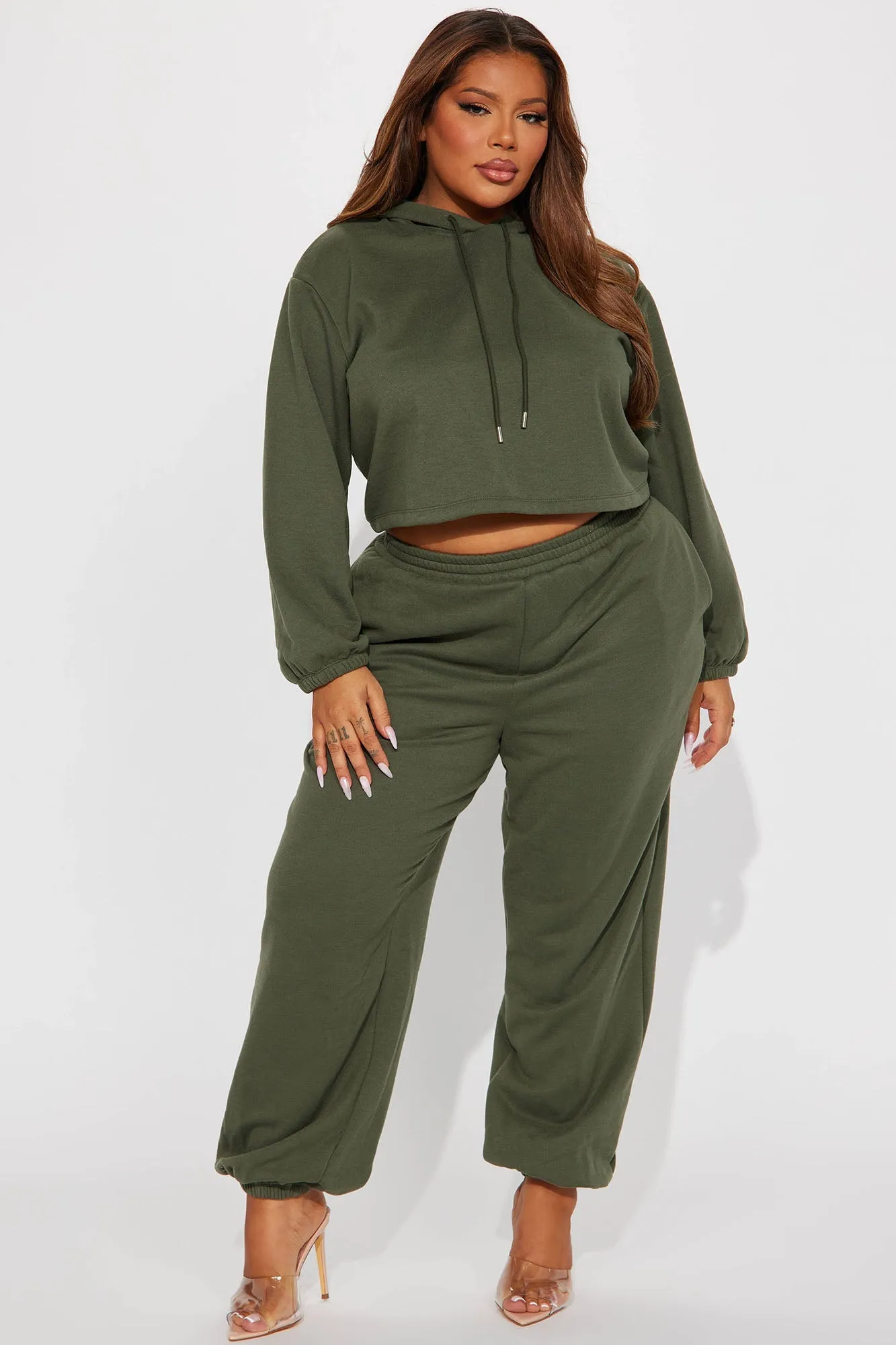 Find Out Fleece Jogger Set - Olive