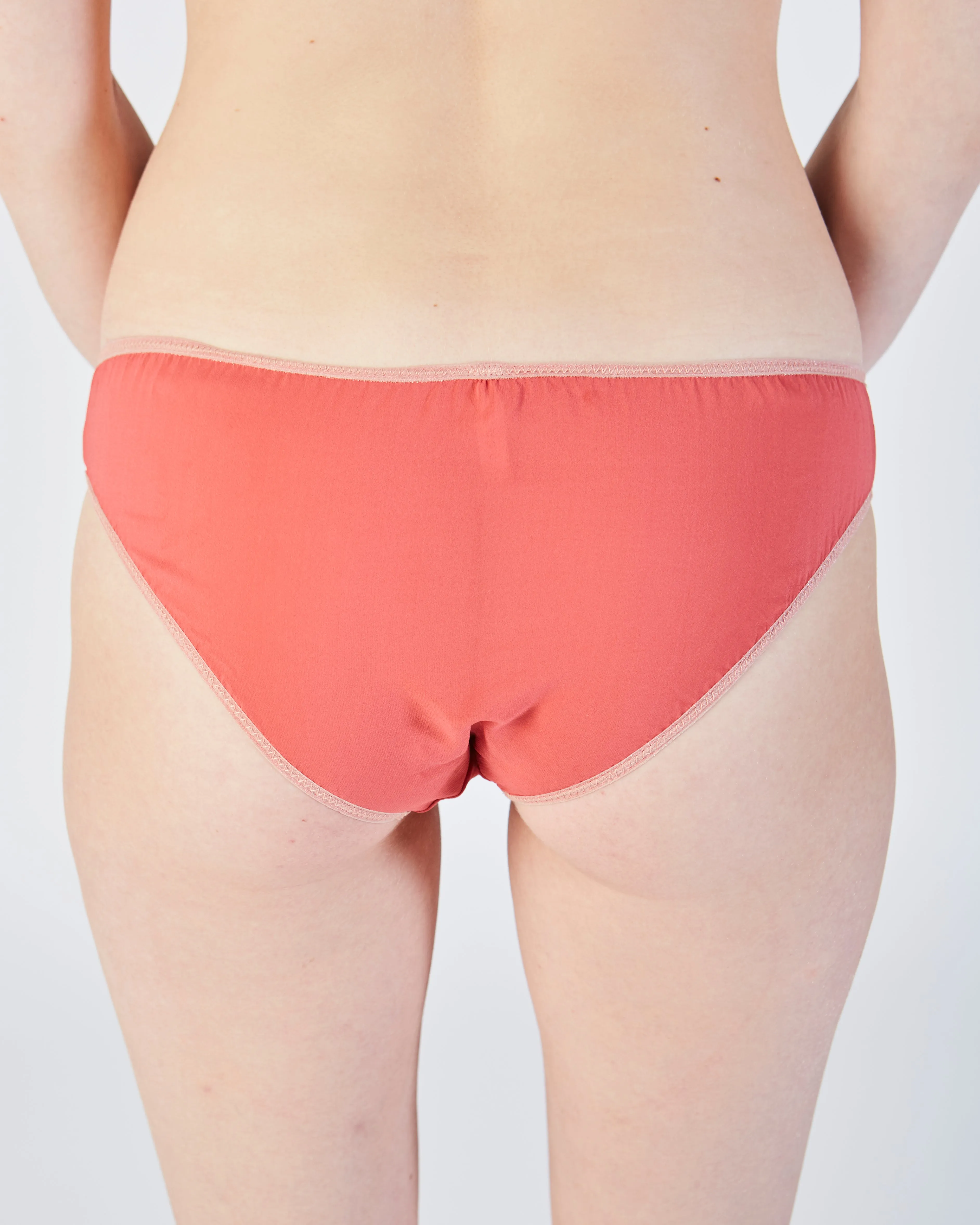 Flora stretch silk bikini brief in camelia