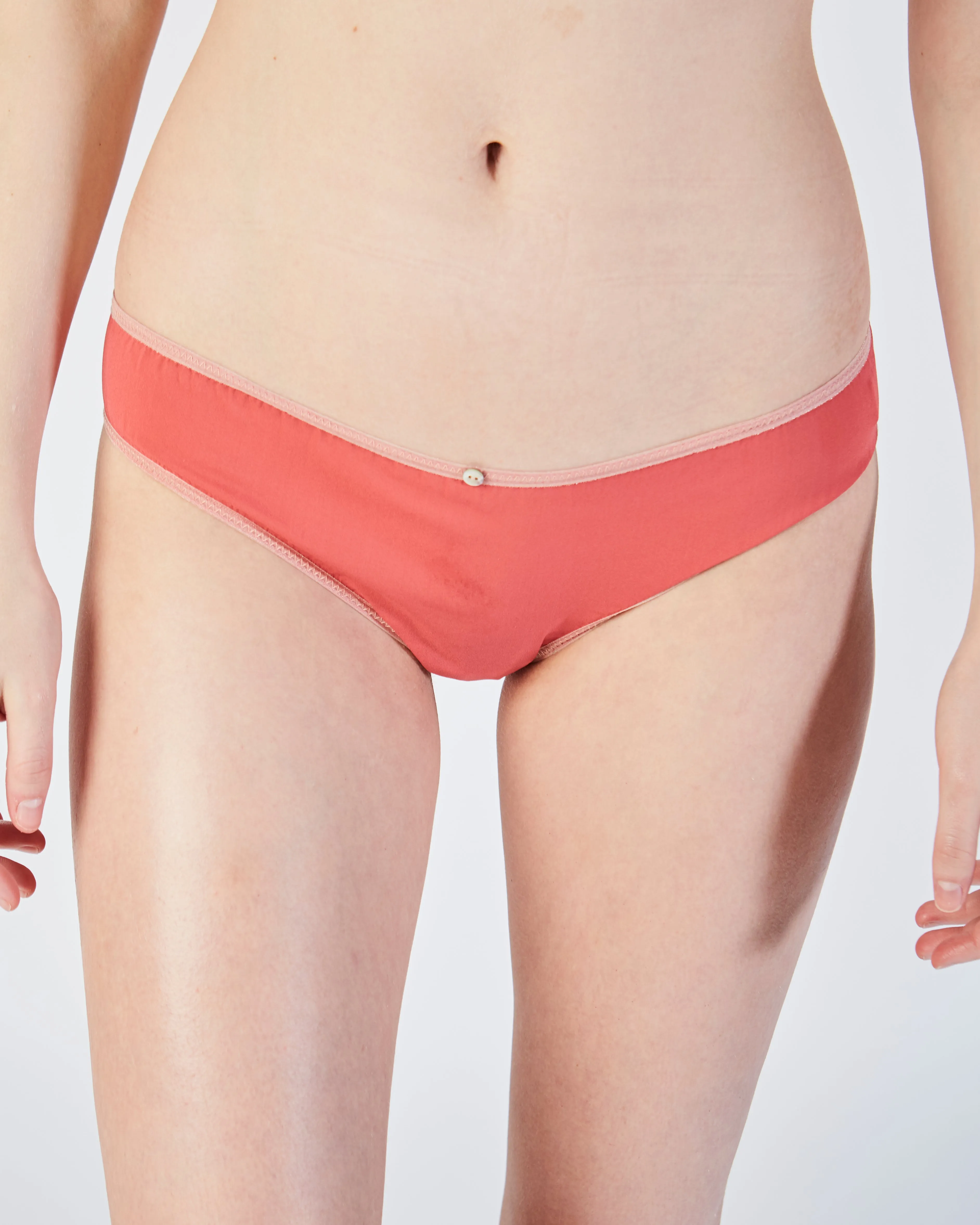 Flora stretch silk bikini brief in camelia