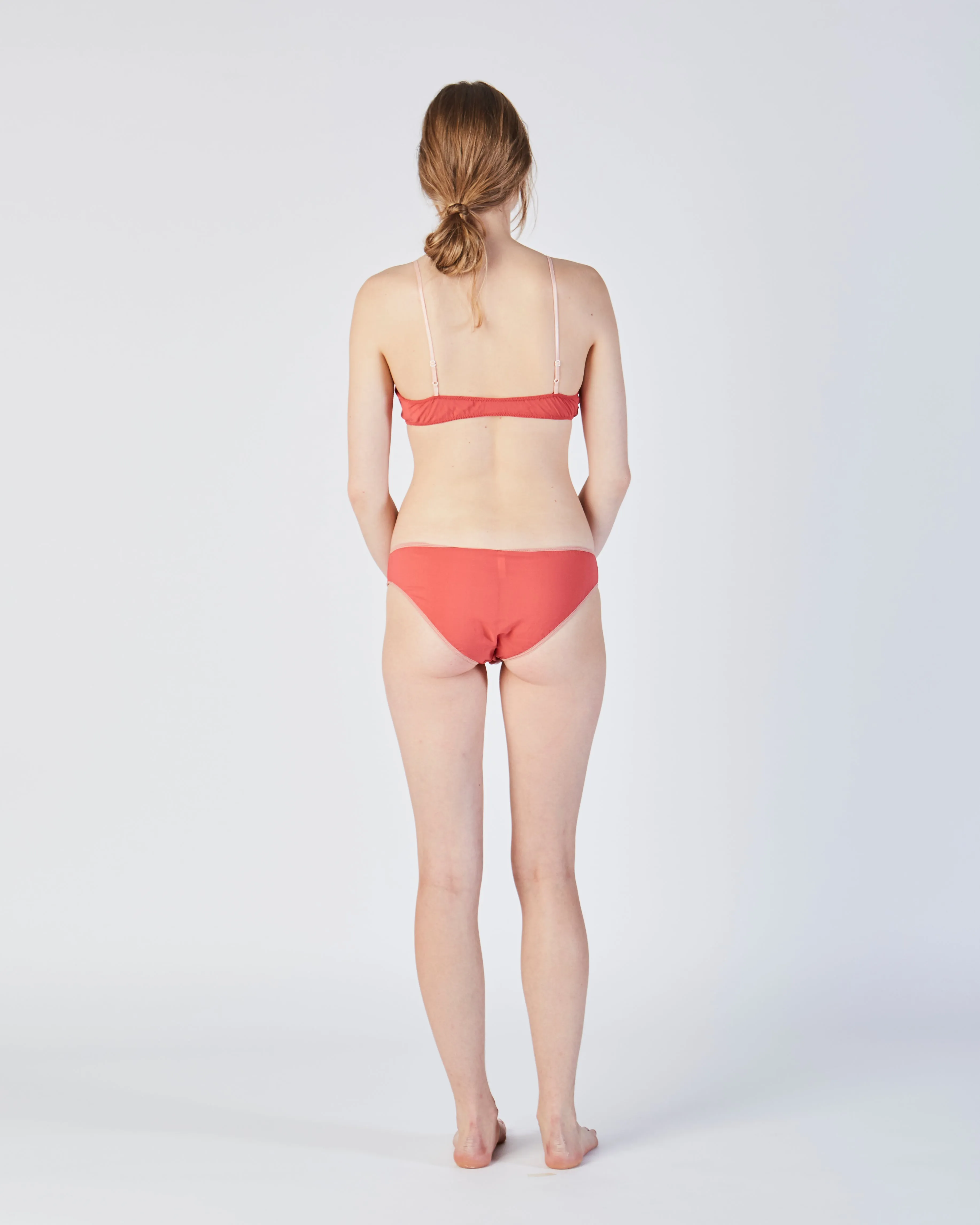 Flora stretch silk bikini brief in camelia
