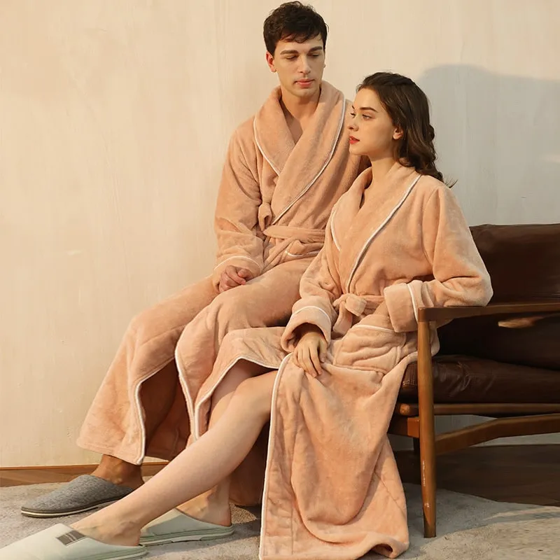 Fluffy Flannel Robe for Women and Men