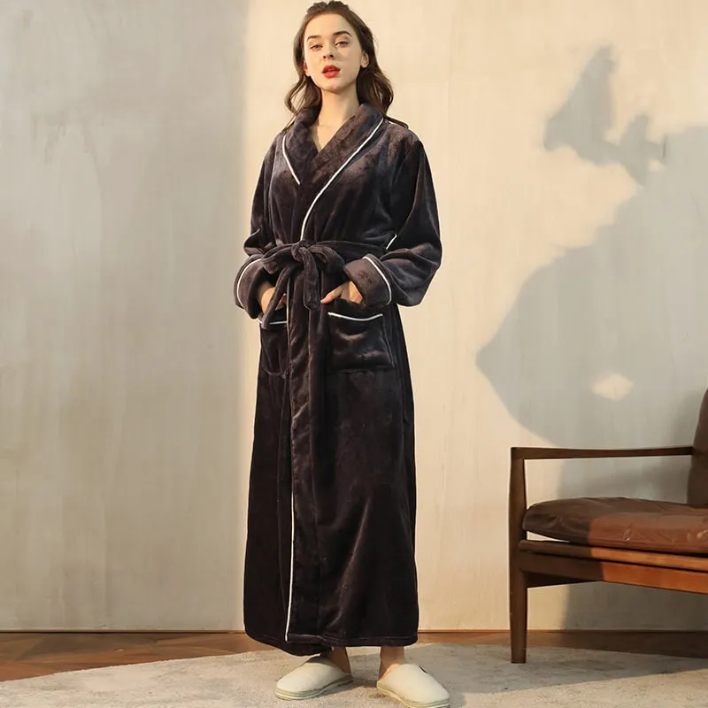 Fluffy Flannel Robe for Women and Men