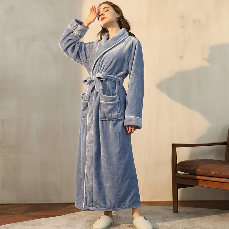 Fluffy Flannel Robe for Women and Men
