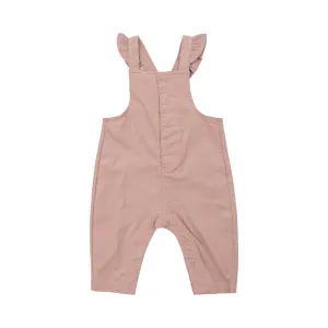 Front Pocket Ruffle Overalls - Misty Rose