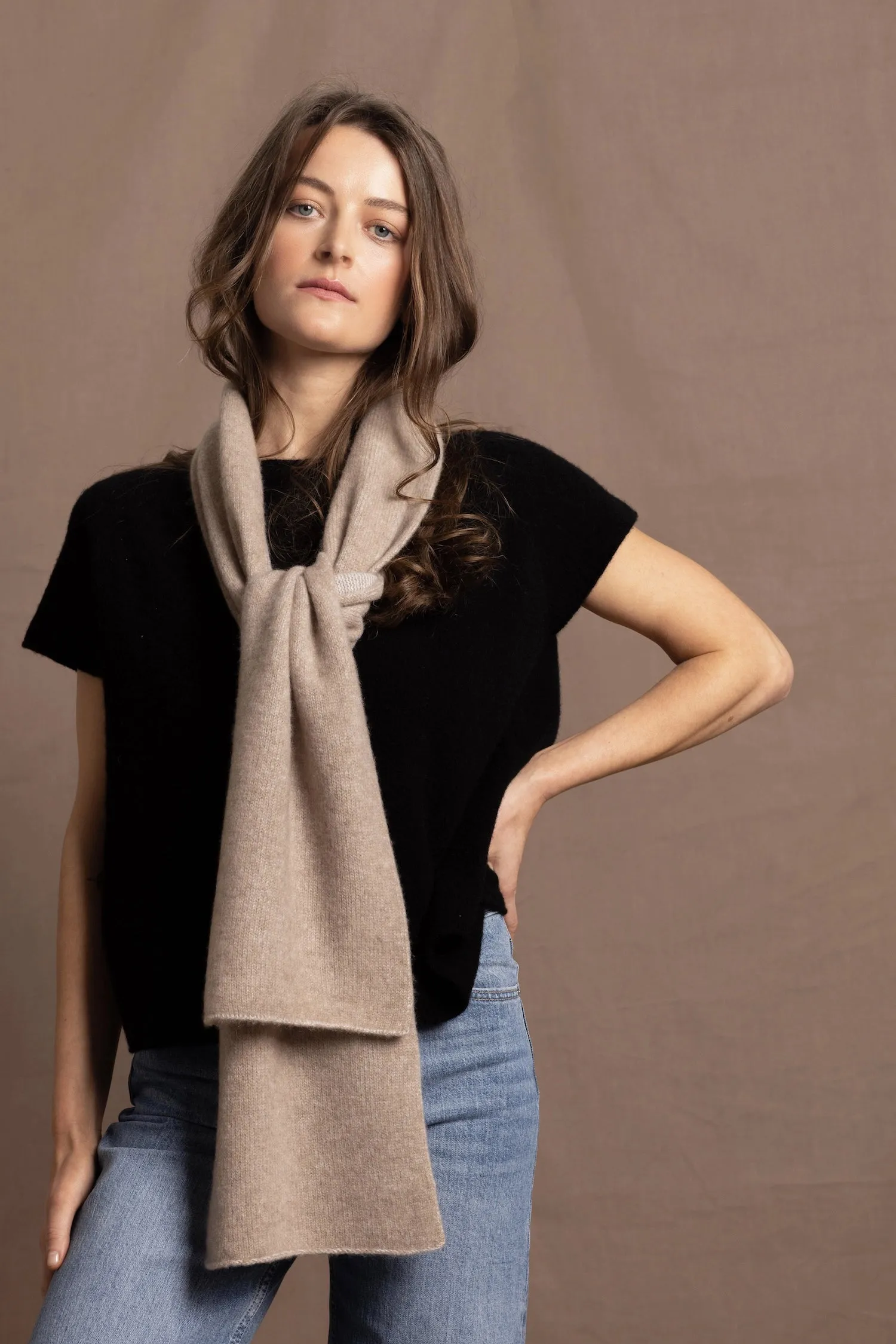 Full Bloom Cashmere Scarf | Natural & Almost White