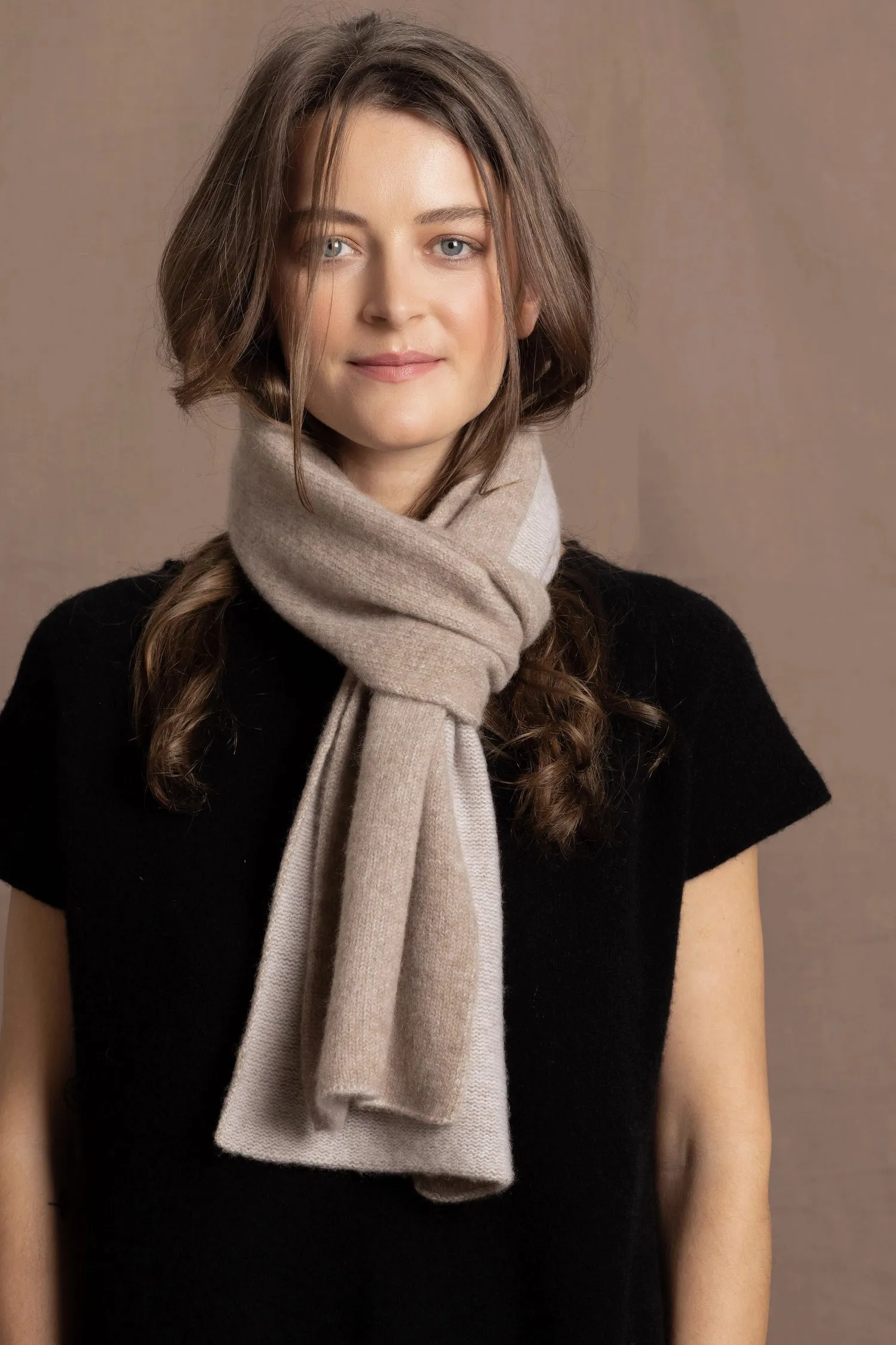 Full Bloom Cashmere Scarf | Natural & Almost White