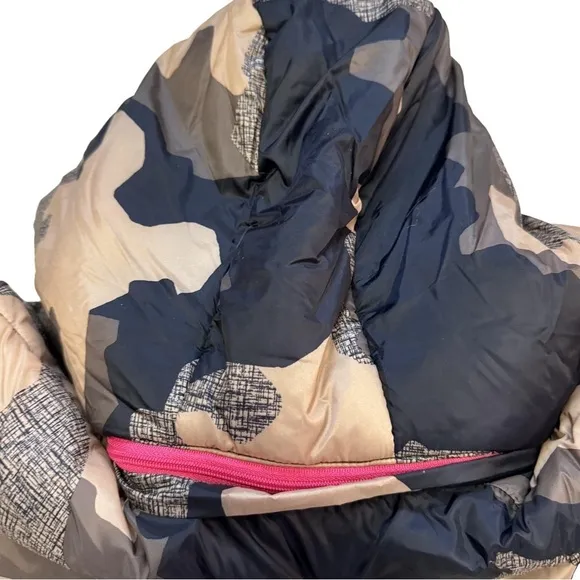 G by Giuliana Camo Puffer Jacket with Detachable Hood Size XXS Brown Pink NEW