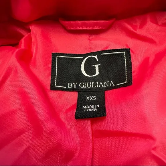G by Giuliana Camo Puffer Jacket with Detachable Hood Size XXS Brown Pink NEW