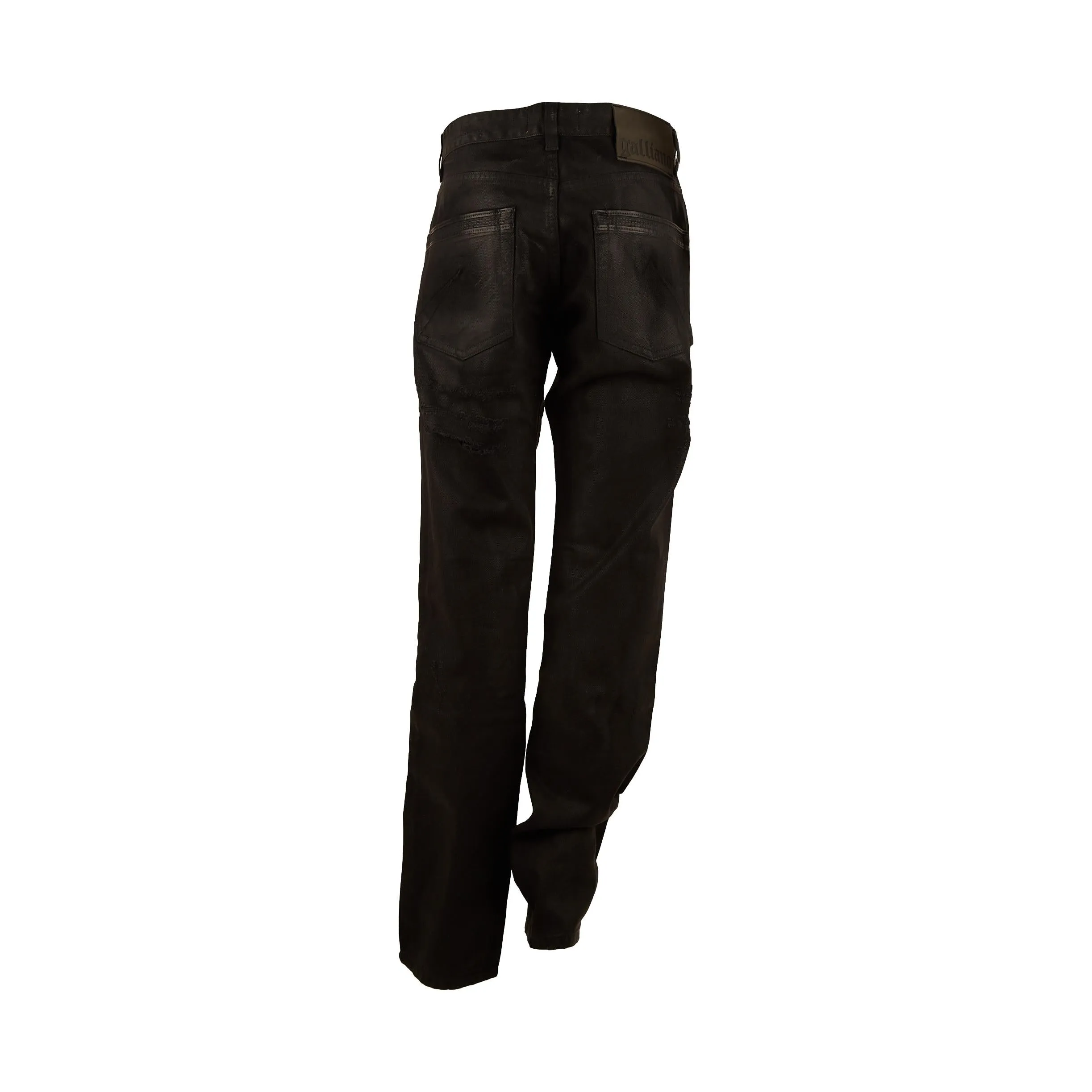 Galliano Black Waxed Denim Pants