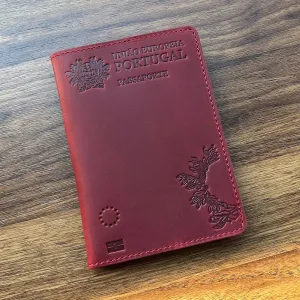 Genuine Leather Portuguese Passport Holder - Unisex Travel Wallet
