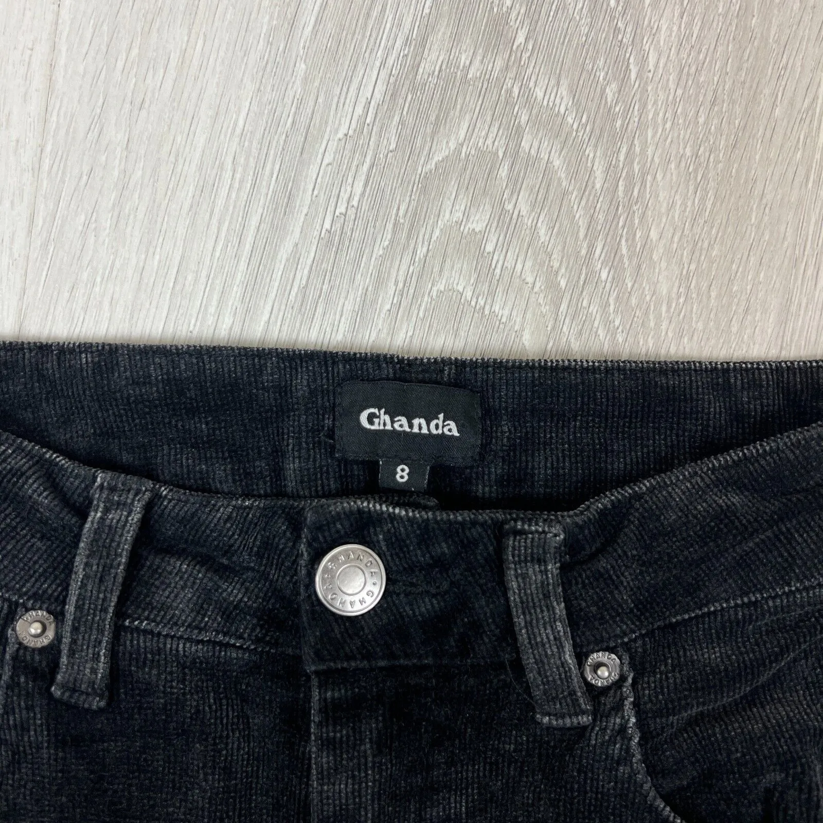 Ghanda Womens Black Retro Corduroy Flared Jeans Size 8 (Use Measurements)