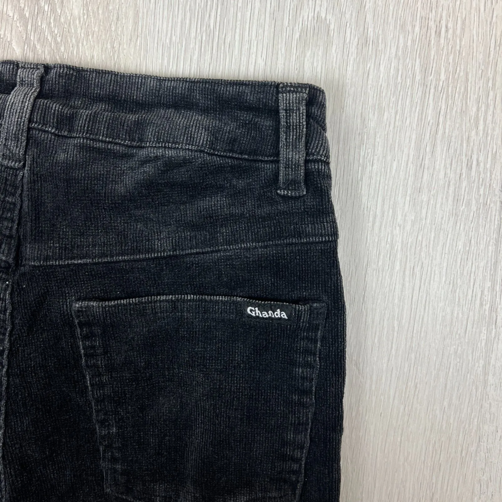Ghanda Womens Black Retro Corduroy Flared Jeans Size 8 (Use Measurements)