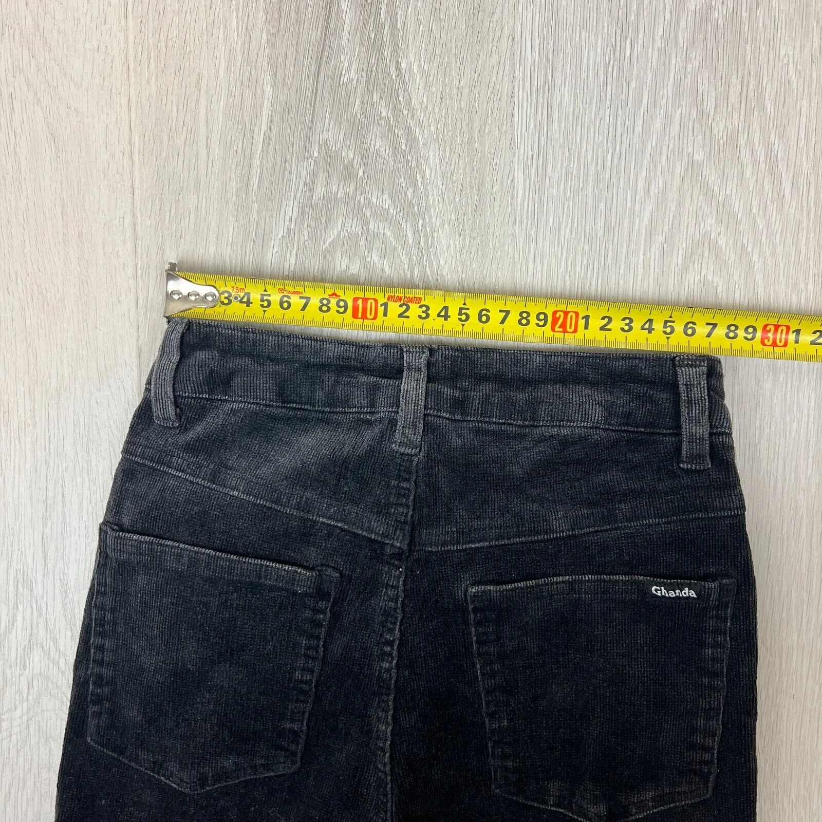 Ghanda Womens Black Retro Corduroy Flared Jeans Size 8 (Use Measurements)